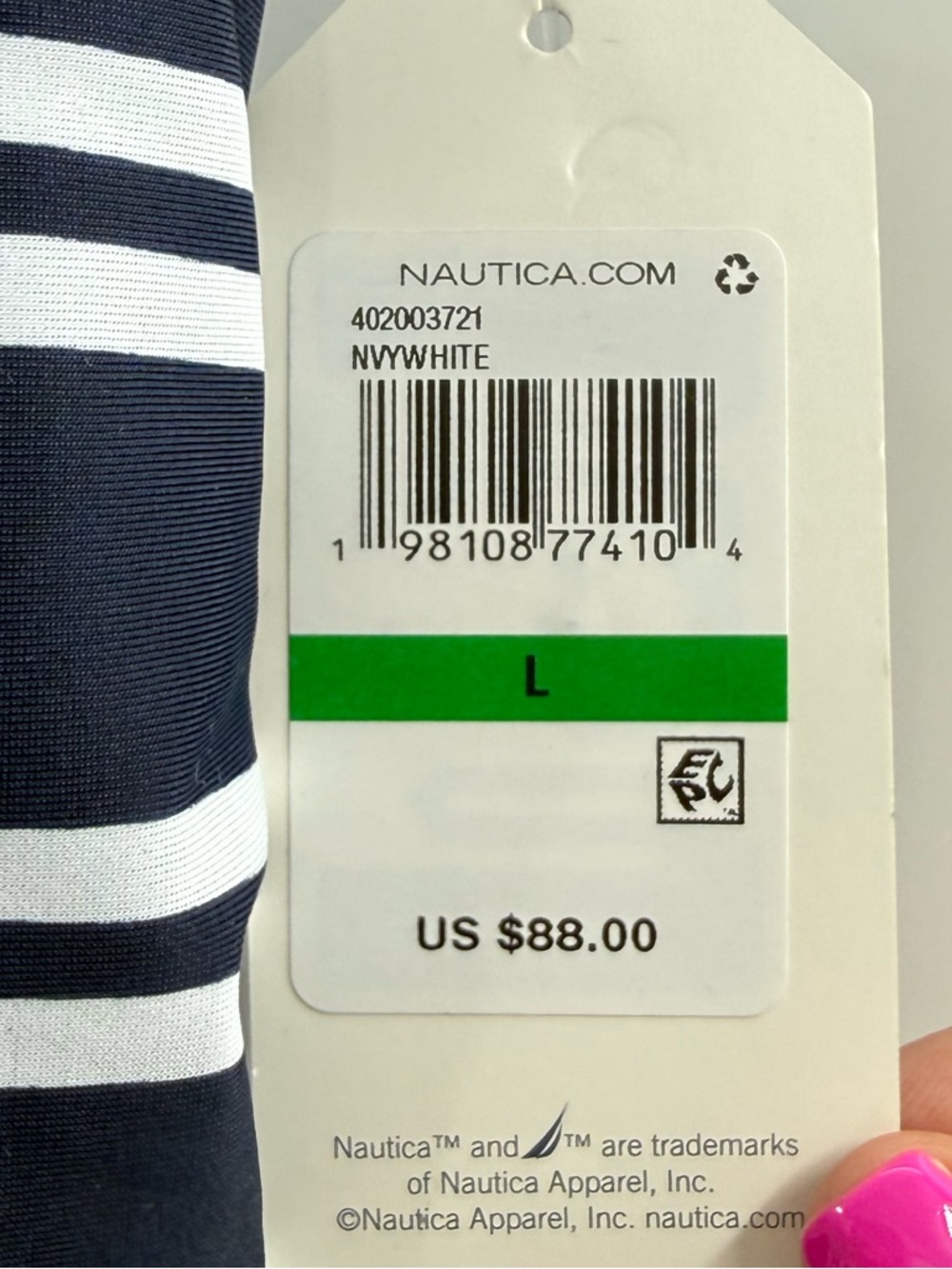 NWT Nautica Navy White Striped Nautical One Piece Cape Cod Swimsuit Size Large - Picture 6 of 14